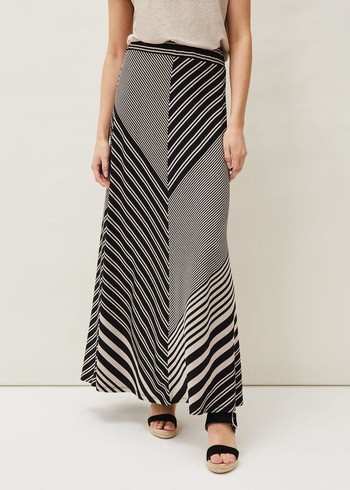 Phase Eight Roz Stripe Skirts Black/Grey Australia | YZ6529471